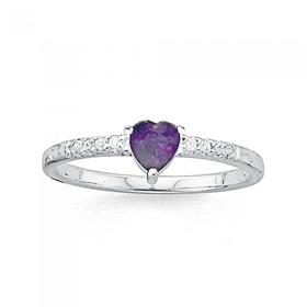 Sterling-Silver-Tween-Violet-Cubic-Zirconia-Heart-Ring on sale