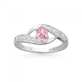 Sterling-Silver-Tween-Pink-Cubic-Zirconia-Oval-Ring on sale