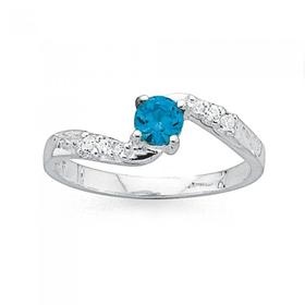 Silver-Tween-Blue-Cubic-Zirconia-Twist-Ring on sale