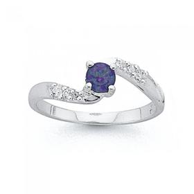 Sterling-Silver-Tween-Violet-Cubic-Zirconia-Twist-Ring on sale