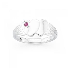 Sterling+Silver+Created+Ruby+Double+Heart+Signet+Ring