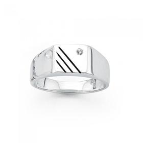 Sterling+Silver+Cubic+Zirconia+Boys+Signet+Ring