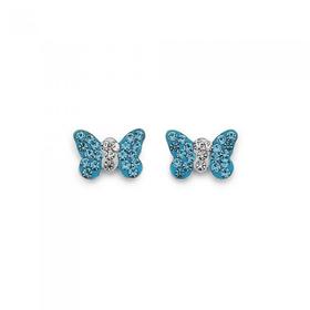 Silver-Blue-Crystal-Butterfly-Earrings on sale