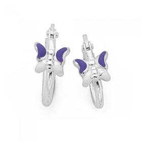 Silver-Lavender-Enamel-Butterfly-Hoops on sale