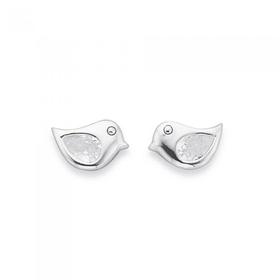 Silver-Cubic-Zirconia-Small-Bird-Studs on sale