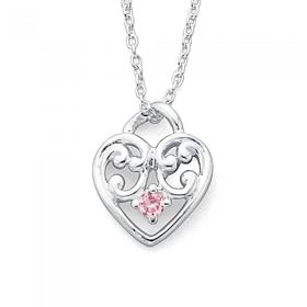 Sterling-Silver-Pink-Cubic-Zirconia-Heart-Pendant on sale