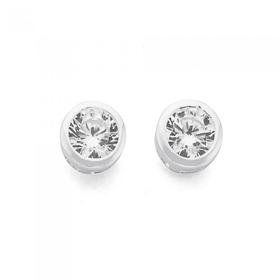 Silver-4mm-Bezel-Cubic-Zirconia-Stud-Earrings on sale