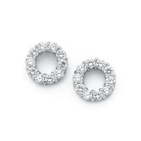 Sterling+Silver+Cubic+Zirconia+Circle+Studs