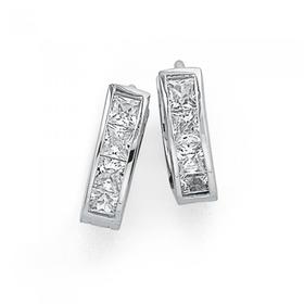 Sterling+Silver+Cubic+Zirconia+Huggie+Earrings