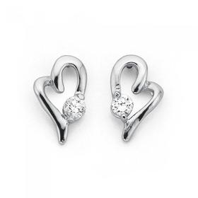 Sterling-Silver-Cubic-Zirconia-Heart-Studs on sale