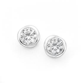 Silver-Cubic-Zirconia-Bezel-Studs on sale