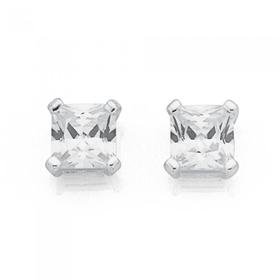 Sterling+Silver+Cubic+Zirconia+Stud+Earrings