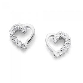 Sterling-Silver-Cubic-Zirconia-Heart-Stud-Earrings on sale