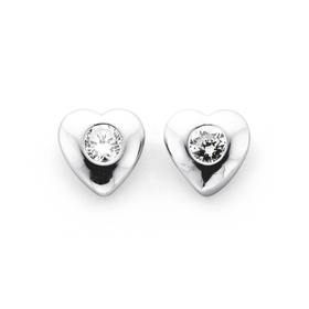 Silver-Puff-Heart-With-Round-Cubic-Zirconia-Studs on sale