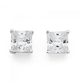 Sterling-Silver-Square-Cubic-Zirconia-Earrings on sale