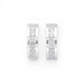 Silver-Cubic-Zirconia-Half-Hoop-Earrings on sale