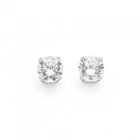 Sterling+Silver+Cubic+Zirconia+Stud+Earrings