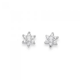 Sterling+Silver+Cubic+Zirconia+Cluster+Star+Studs