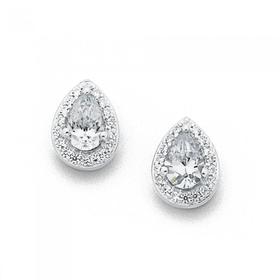 Sterling-Silver-Cubic-Zirconia-Cluster-Earrings on sale