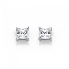 Sterling+Silver+Cubic+Zirconia+Square+Stud+Earrings