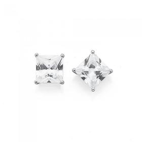 Silver-75mm-Square-Cubic-Zirconia-Stud-Earrings on sale