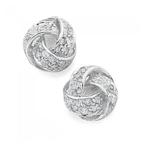 Sterling-Silver-Cubic-Zirconia-Knot-Studs on sale