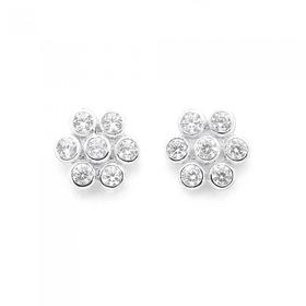 Silver-Cubic-Zirconia-Flower-Studs on sale