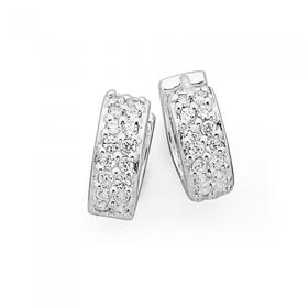 Sterling-Silver-Pave-Cubic-Zirconia-Huggie-Earrings on sale