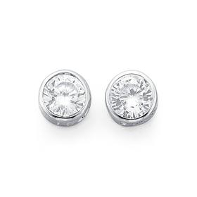 Silver-8mm-Bezel-Cubic-Zirconia-Studs on sale