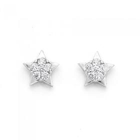 Silver-Cubic-Zirconia-Star-Earrings on sale