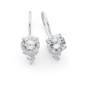 Sterling-Silver-Cubic-Zirconia-Euroball-Earrings on sale