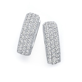 Sterling+Silver+Pave+Cubic+Zirconia+Huggies