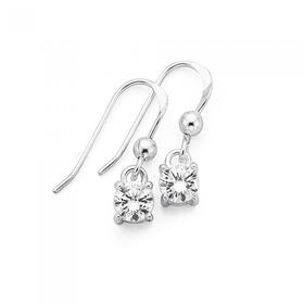 Silver-Small-Cubic-Zirconia-Hook-Drop-Earrings on sale