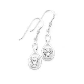 Silver-Cubic-Zirconia-Infinity-Loop-Hook-Drop-Earrings on sale