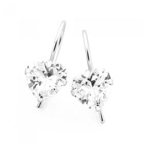 Silver-Cubic-Zirconia-Heart-Hook-Earrings on sale