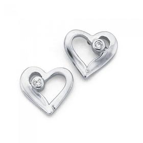 Silver+Cubic+Zirconia+Open+Heart+Studs