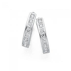 Sterling+Silver+12mm+Cubic+Zirconia+Hoop+Earrings