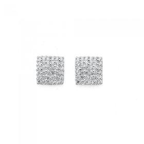 Sterling-Silver-Square-Pave-Cubic-Zirconia-Studs on sale