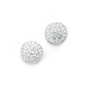 Silver-Bezel-Pave-Cubic-Zirconia-Studs on sale