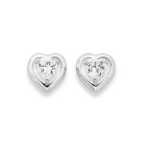 Silver-Cubic-Zirconia-Heart-Stud-Earrings on sale