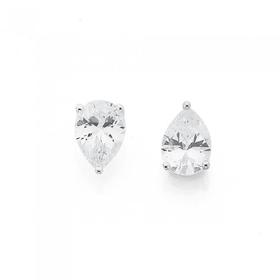 Silver-Pear-Cubic-Zirconia-Studs on sale