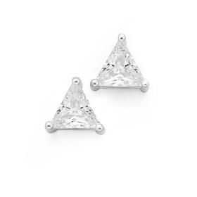 Silver-Cubic-Zirconia-Triangle-Studs on sale