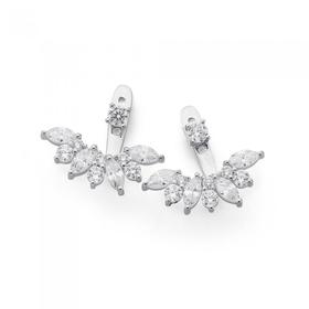 Silver-Cubic-Zirconia-Ear-swing-Earrings on sale