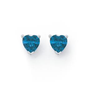 Sterling-Silver-Blue-Cubic-Zirconia-Heart-Earrings on sale