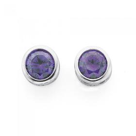 Silver-6mm-Violet-Cubic-Zirconia-Stud-Earrings on sale