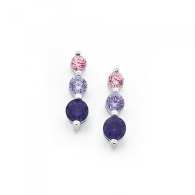 Sterling+Silver+Pink%2C+Lavender+%26amp%3B+Violet+Cubic+Zirconia+Earrings