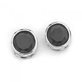 Sterling-Silver-8mm-Black-Cubic-Zirconia-Studs on sale