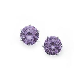 Silver-9mm-Lavender-Cubic-Zirconia-Stud-Earrings on sale