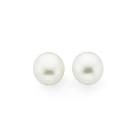 Silver-7mm-White-Cultured-Fresh-Water-Pearl-Stud-Earrings on sale