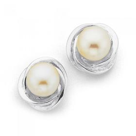 Sterling-Silver-Freshwater-Pearl-Knot-Studs on sale